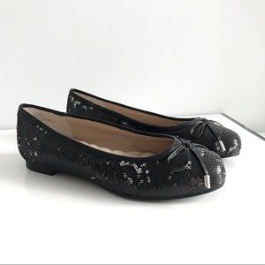 Joan Boyce Vintage Black Sequins Flats Bow Tie Women’s Shoes Y2K